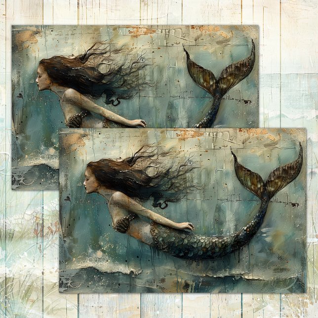 VINTAGE MERMAID PAINTING DECOUPAGE TISSUE PAPER (VINTAGE MERMAID PAINTING DECOUPAGE TISSUE PAPER)