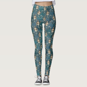 Vintage Mermaid Pattern Leggings
