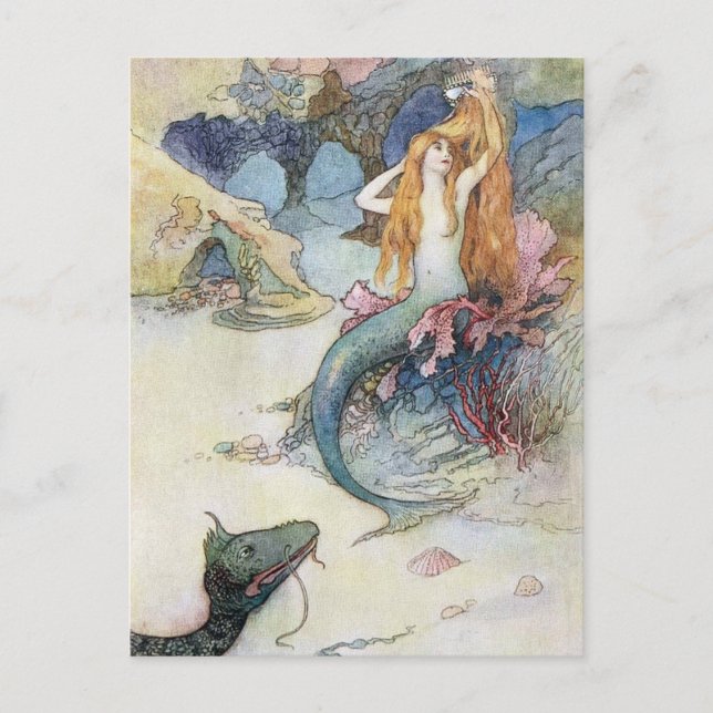 Vintage Mermaid Postcard (Front)