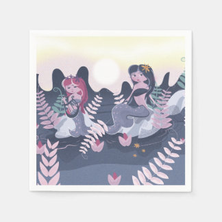 Vintage Mermaid Print Napkin