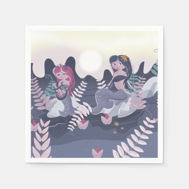 Vintage Mermaid Print Napkin (Front)