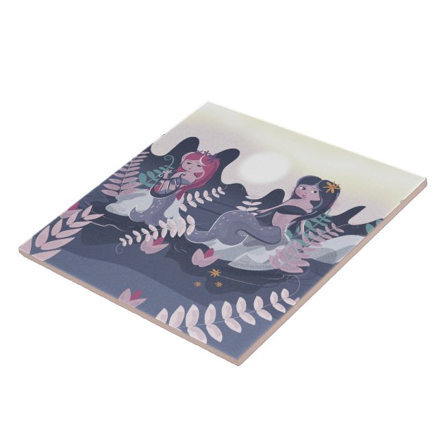 Vintage Mermaid Print Tile (Side)