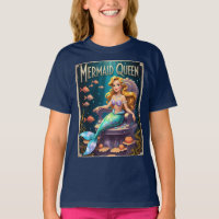 Vintage Mermaid Queen Retro Cartoon Charm Girls