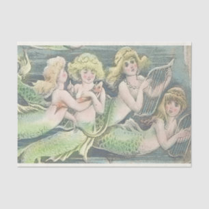 Vintage Mermaid Sisters Swimming with Goldfish Tissue Paper