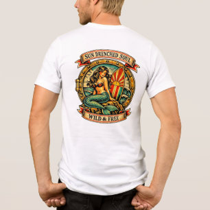 Vintage Mermaid Tattoo Art Sun Drenched Soul Wild Tri-Blend Shirt