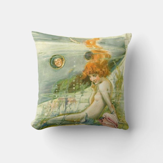 VINTAGE MERMAID THROW PILLOW (Front)