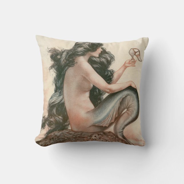 VINTAGE MERMAID THROW PILLOW (Front)