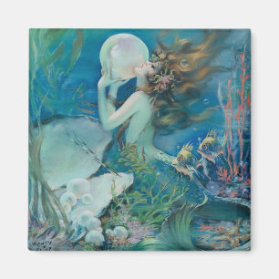 Vintage Mermaid With Pearl Magnet