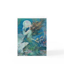 Vintage Mermaid with Pearl Note Card
