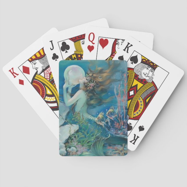 Vintage Mermaid with Pearl Playing Cards (Back)