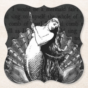 Vintage Mermaid with Seashells Paper Coaster