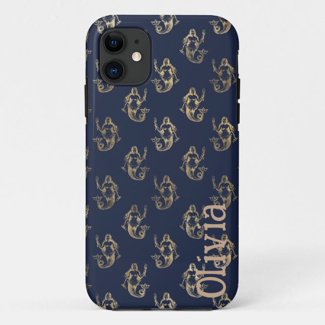 Vintage Mermaids Phone Case with Your Name (Back)