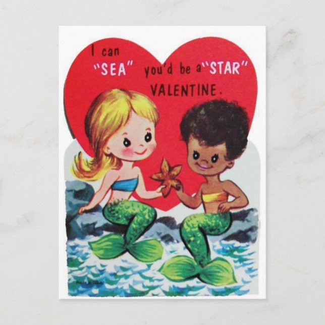 Vintage Mermaids Valentine Postcard (Front)