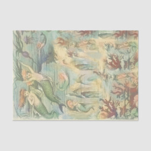 Vintage Mermaids with Coral and Jellyfish Nautical Tissue Paper