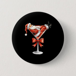Vintage Merrier With A Martini Tail Santa Claus Xm 6 Cm Round Badge