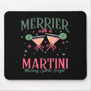 Vintage Merrier With A Martini Tail Santa Claus Xm Mouse Mat