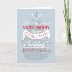 Vintage Merry Christmas and a Happy New Year Holiday Card