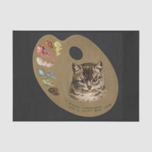 Vintage Merry Christmas and Happy New Year Cat Tissue Paper