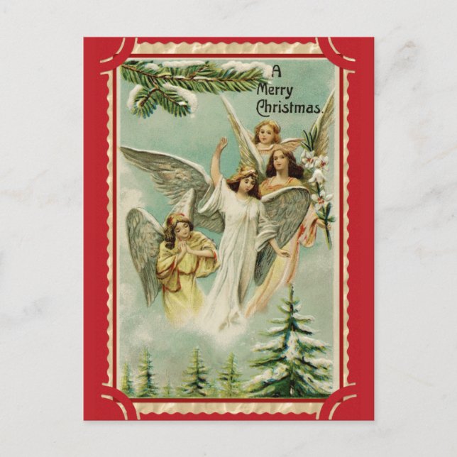 Vintage Merry Christmas Angel Postcard (Front)