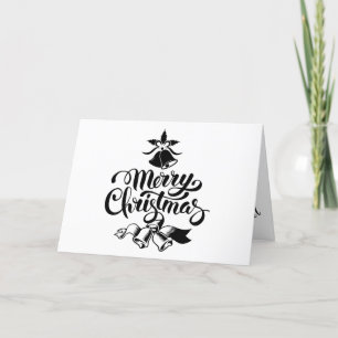 Vintage Merry Christmas Bells Folded Holiday Card