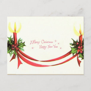 Vintage Merry Christmas Candles Postcard