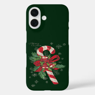 Vintage Merry Christmas Candy Cane iPhone 16 Case