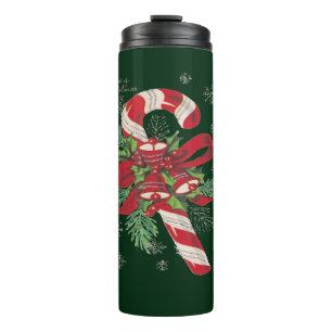 Vintage Merry Christmas Candy Cane Thermal Tumbler