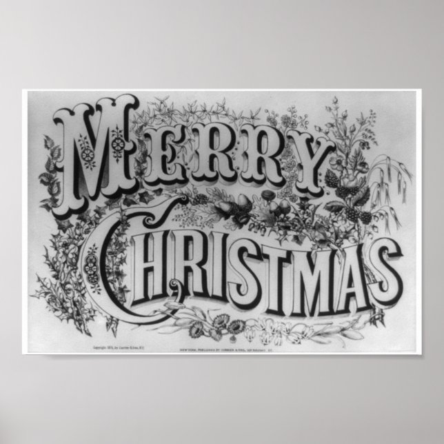 Vintage "Merry Christmas" circa 1876 Poster (Front)