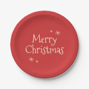 Vintage Merry Christmas Cute & Simple Paper Plate