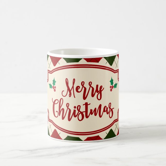 Vintage Merry Christmas Design Coffee Mug (Center)
