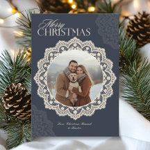 Vintage Merry Christmas Doilies Frame Photo