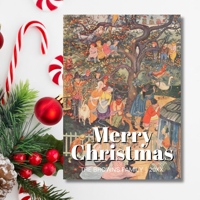 Vintage Merry Christmas Enchanted Tree Bosschère Holiday Card (Creator Uploaded)