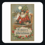 VINTAGE MERRY CHRISTMAS ENVELOPE SEAL STICKER<br><div class="desc">VINTAGE SANTA CLAUS MERRY CHRISTMAS STICKER  FOR ENVELOPE SEALS</div>