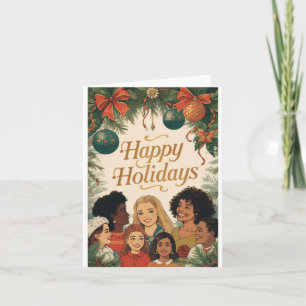 Vintage Merry Christmas Family New Year Message Card