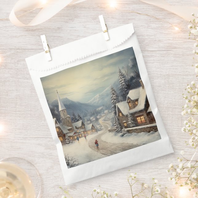 Vintage Merry Christmas Favour Bags (Clipped)