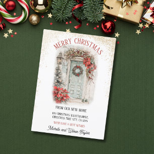 Vintage Merry Christmas from New Home Door Wreath Announcement