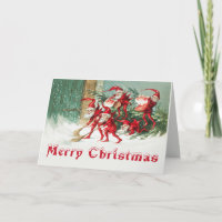 Vintage Merry Christmas Funny Santa Elves 