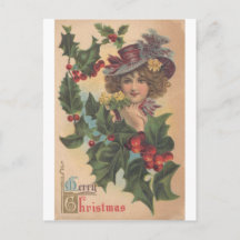 Vintage Merry Christmas Gibson Girl Postcard