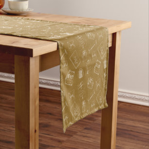 vintage merry christmas gift box pattern short table runner