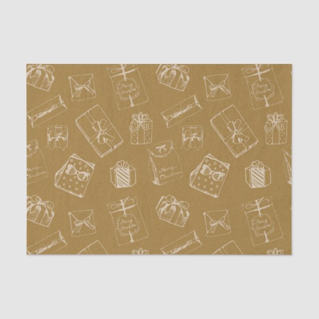 vintage merry christmas  gift box pattern tissue paper (Front)