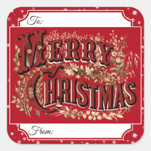 Vintage Merry Christmas Gift Stickers