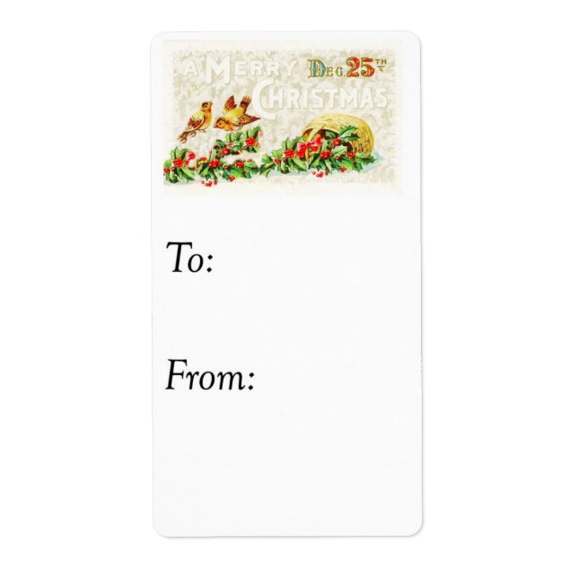 Vintage Merry Christmas Gift Tag (Front)