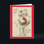 Vintage Merry Christmas Girl Holiday Card<br><div class="desc">Sweet, vintage picture of a little girl dressed in a white winter outfit, with a big muff, is featured on this Christmas greeting card. Front of card reads, "A Merry Christmas" and "May every Joy that's seasonable And every wish that's reasonable Be granted you this Christmas Tide." Inside of card...</div>