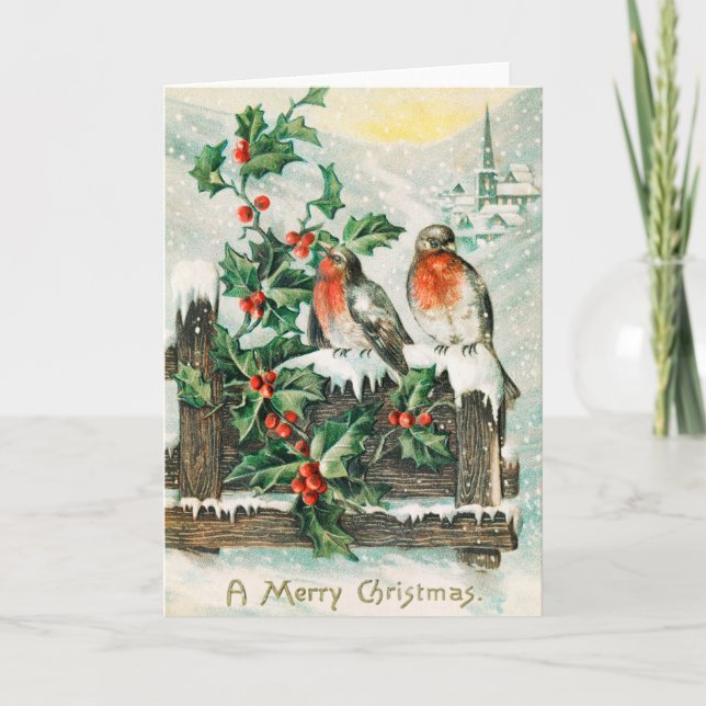 Vintage Merry Christmas Greeting Card (Front)
