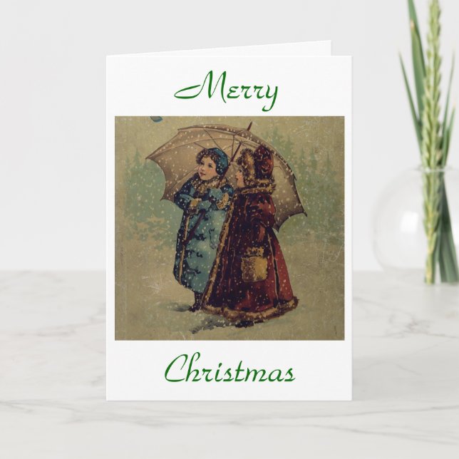 Vintage Merry Christmas Greeting Card (Front)