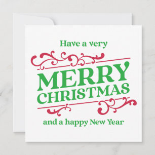 Vintage Merry Christmas & Happy New Year Greeting  Card