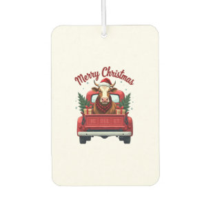 Vintage Merry Christmas Highland Cow Red Truck Hol Car Air Freshener