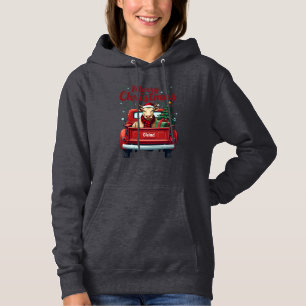 Vintage Merry Christmas Highland Cow Red Truck Hol Hoodie