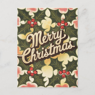 Vintage Merry Christmas Holiday Postcard