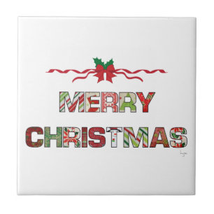 Vintage Merry-Christmas Holiday Tile